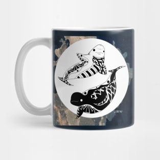 beluga whales in midnight ecopop pattern Mug